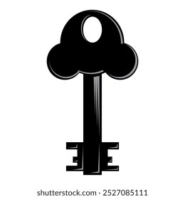 Vector key icon isolated on white background. Key icon. Lock or unlock sign. Padlock. Lock symbol. Unblock. Password icon. Access sign. Private access. Logo template. Safety symbol. Door key.