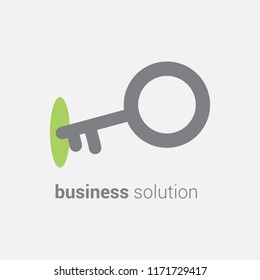 Vector key icon in lock depicting business solution. Interaction leads to best results and progress in business development. Hand-drawn concept for company logo advertising banner posters emblem.