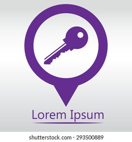 Vector Key Icon, icon map pin. 