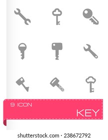 Vector key icon set on grey background