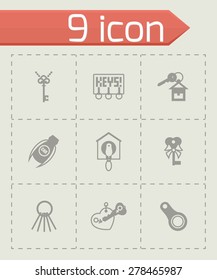 Vector Key icon set on grey background