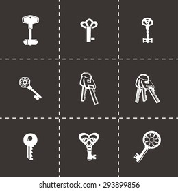 Vector Key icon set on black background
