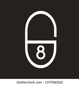 Vector key icons and number 8
