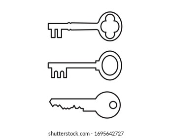 Vector key icons set on white background. 