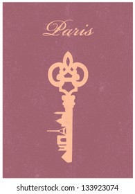 vector key illustrated by the sight of Paris