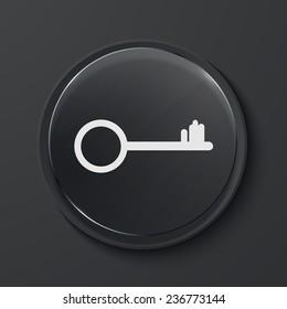 Vector key modern black glass circle icon. Eps10