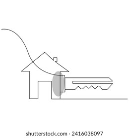 Vector Key in one continuous line art drawing of metal key design isolated on white background minimalist illustration