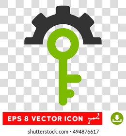 Vector Key Options EPS vector pictograph. Illustration style is flat iconic bicolor eco green and gray symbol on a transparent background.