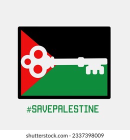 vector of key in palestine flag perfect for print, save palestine campaign, etc