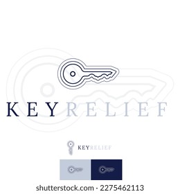 Vector Key Shaped Hill Topography map, Logo.