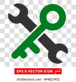 Vector Key Tools EPS vector pictograph. Illustration style is flat iconic bicolor green and gray symbol on a transparent background.