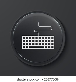 Vector keyboard modern black glass circle icon. Eps10