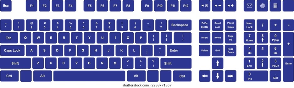 Vector keyboard PC with blue bottoms .