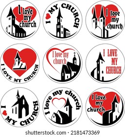 Vector Keychain Bundle set "I love my church"