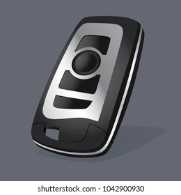 Vector keyless car remote control on grey background