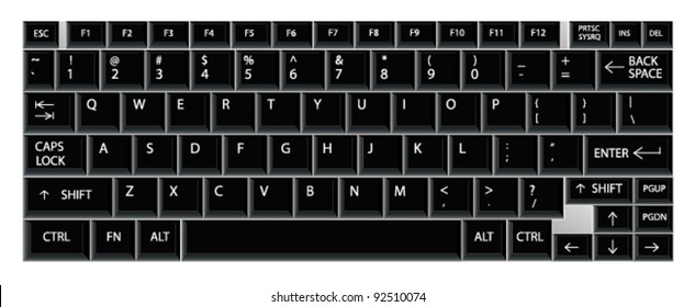 Vector Keys (Buttons) for a Computer Keyboard in Black