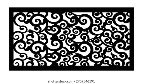 Vektorschlüsselwörter: mit schwarzer Silhouette dekorative Panel mit dichten wirbelnden Scrollwork Muster Keywords: dekorative Platte, Silhouette,...
