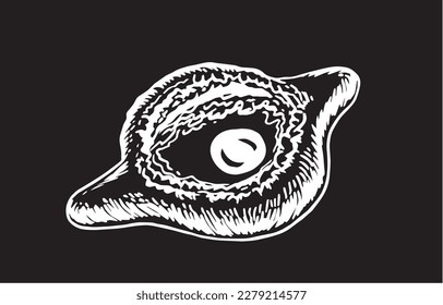 Vector khachapuri isolated on black, food illustration