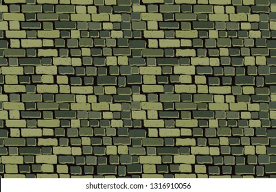 Vector khaki brick wall background. Seamless texture