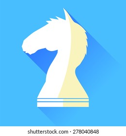 Vector Khignt Chess Icon Isolated on Blue Background.