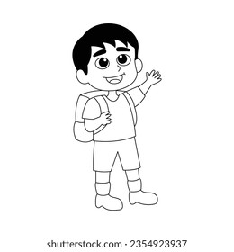Vector a kid boy with a backpack standing in front of a white background