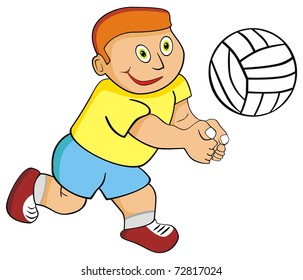 VECTOR - Kid Boy Playing Volleyball