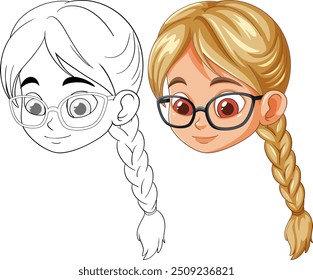 Vector of a kid with braided hair