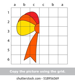 Vector kid educational game with easy game level for preschool kids education, finish the simmetry picture using grid sells, the funny drawing kid school. Drawing tutorial for half Bow.