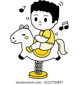 a vector of a kid playing in yellow theme