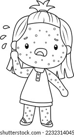 un vector de un niño con una viruela de color blanco y negro