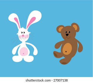 Vector Kid toys - bunny and teddy bear