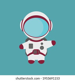 Vector of a kid wearing an astronaut suit floating in space