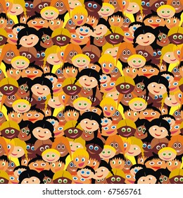 Vector Kiddy Background Kindergarten Smart Boys Cute Girls Faces Back to School Wrapper Happy Schoolboy Schoolgirl