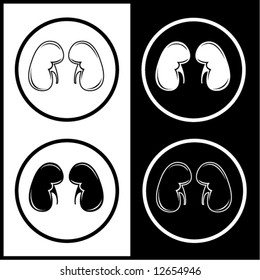 Vector kidneys icons. Black and white. Simply change.