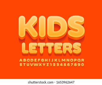 Vector Kids Alphabet. Bright Creative Letters And Numbers. Trendy 3D Font.