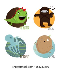 Vector kids alphabet in pictures part 4