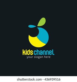 Vector Kids Channel Logo Design Template. Flat Style Design