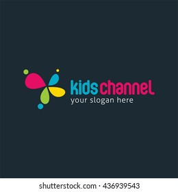 Vector Kids Channel Logo Design Template. Flat Style Design