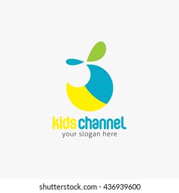 Vector Kids Channel Logo Design Template. Flat Style Design
