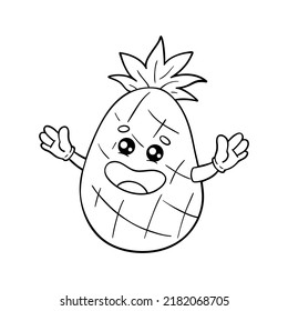 vector kids Coloring page with outline cartoon pineapple