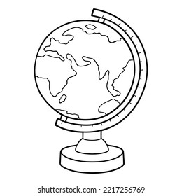 vector kids Coloring page with outline doodle globe