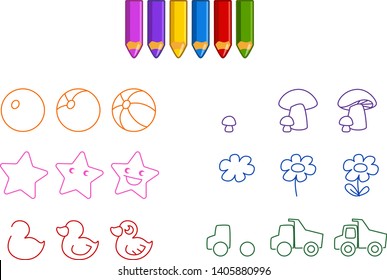 vector kids drawing illustration of drawing with color pencils