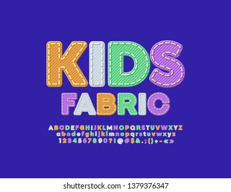 Vector Kids Fabric Denim Alphabet. Jeans Letters, Numbers And Symbols. Colorful Trendy Font