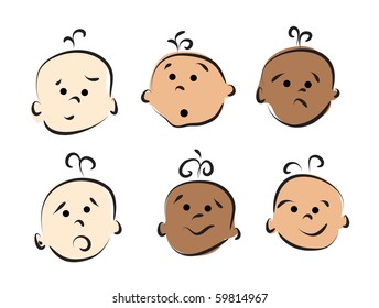 vector kids faces.