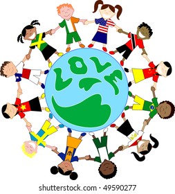 Vector Kids Flag Shirts Love Globe. Kids Love Globe 3.