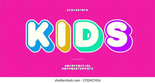 Vector kids font 3d bold cute style trendy typography for poster, decoration, promotion, book, infographics, motion graphics. 10 eps