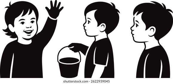 Vector Kids Graphics: Playful Children Silhouettes