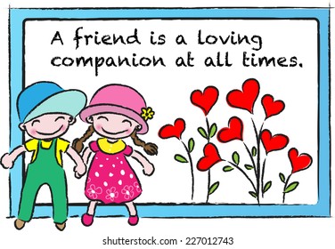 vector kids with greeting card