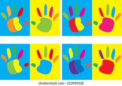 vector kids hand print