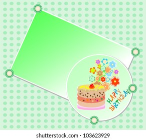 vector kids happy birthday party cake and beautiful flowers